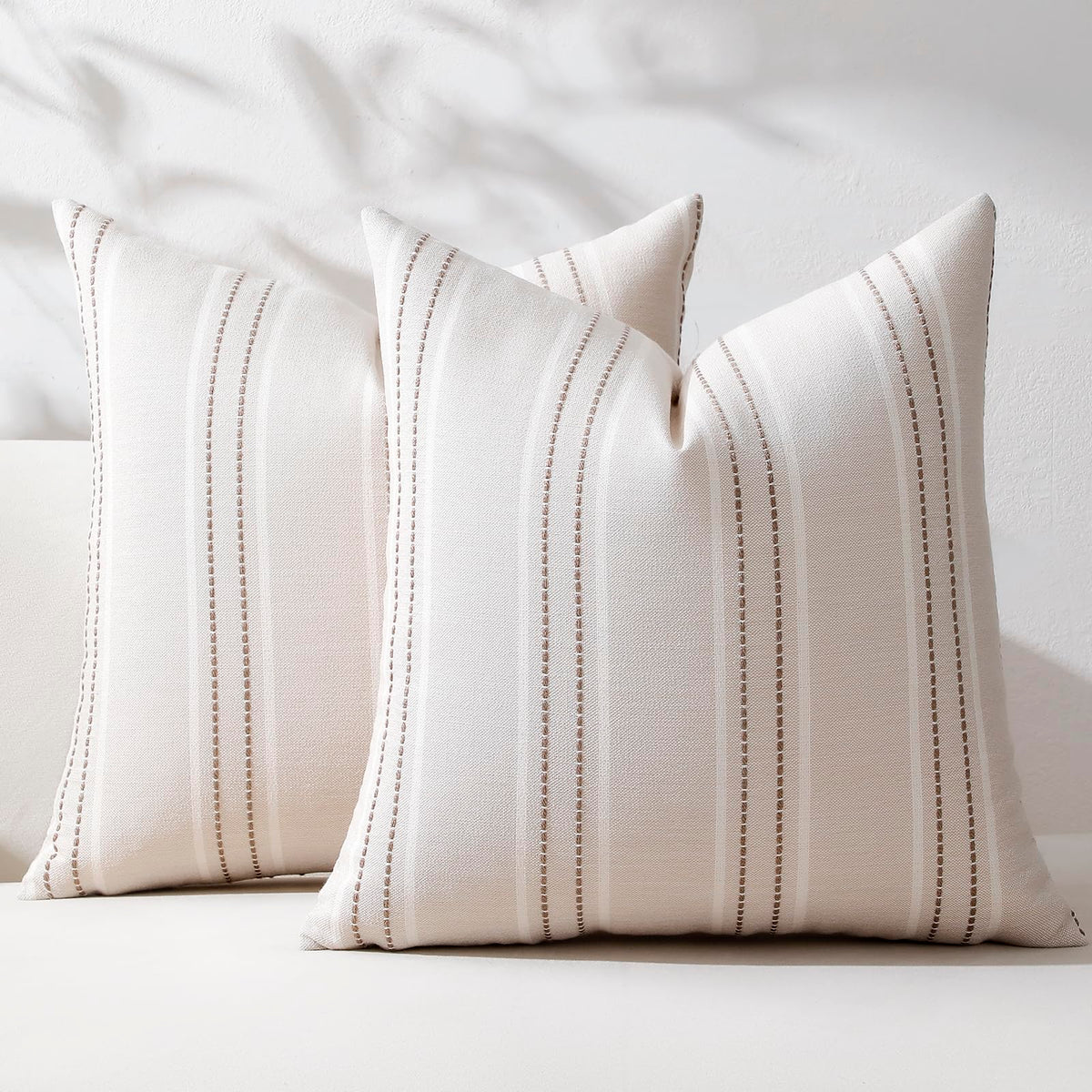Hckot Sage Green Throw Pillow Covers 20x20 Set of 2 Striped Pillow Covers
