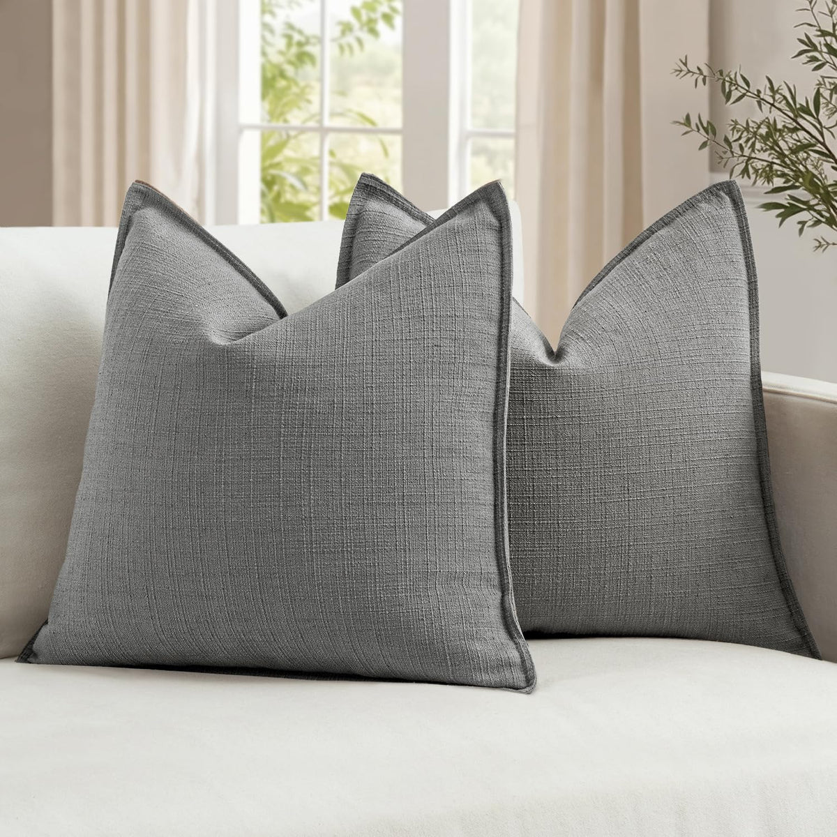 MIULEE Thick Textured Navy Blue Decorative Throw Pillow Covers 18x18 Inch