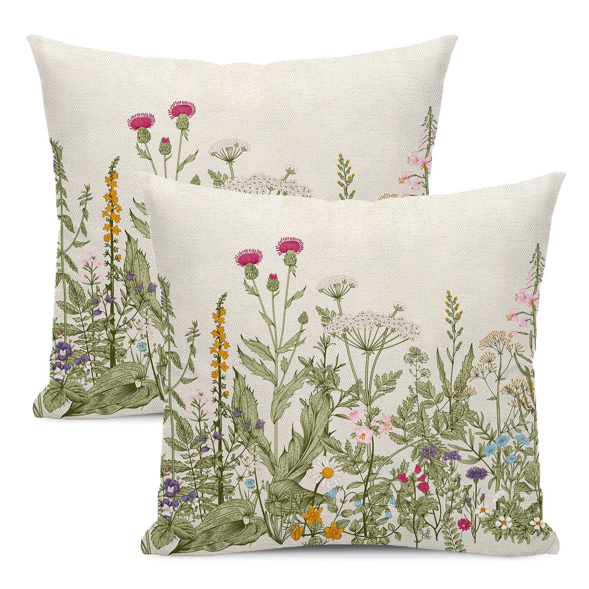 CXMEIFLY Spring Floral Birds Pillow Covers 22 x 22 Inch Set of 2 for Chinoiserie Flowers Decor Throw Pillows Blue and White Plant Outdoor Decorative Cushion Cases for Couch Bed Decorations