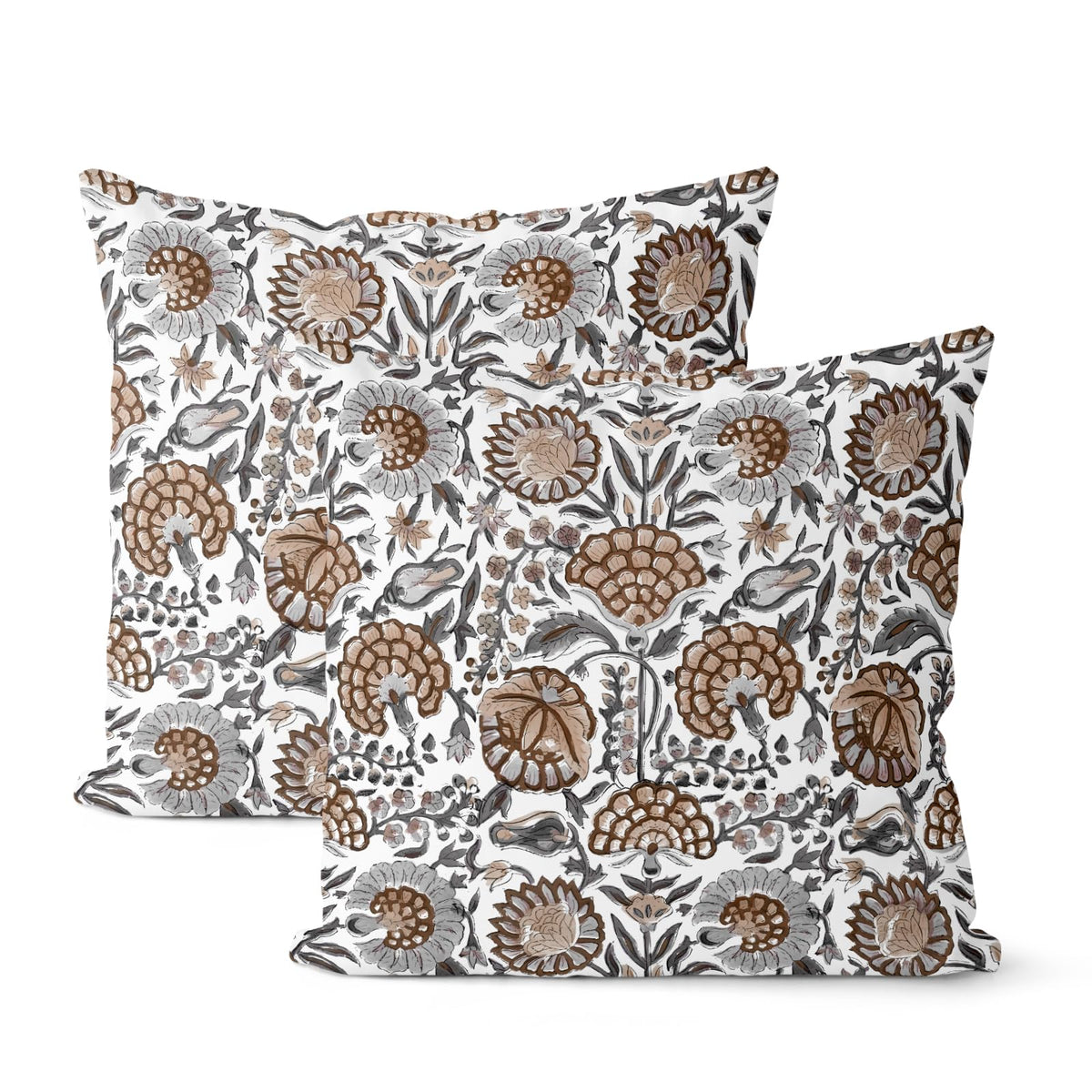 Boho Pillow Covers 18x18 Inch 2 Pcs Vintage Burnt Orange Grey Beige Carpet Pattern Ethnic Decor Throw Pillows Retro Outdoor Farmhouse Decoration Pillowcase Linen Cushion Cover for Couch Sofa
