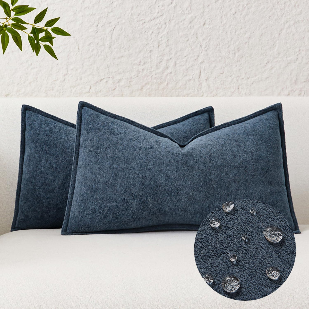 Kevin Textile Soft Waterproof Pillow Covers 20x20 Inch 2 Pack, Moss Green