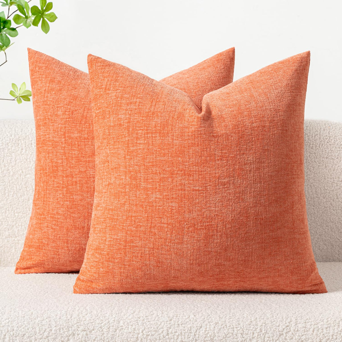 MIULEE Soft Chenille Throw Pillow Covers Green 18x18 Inch Pack of 2