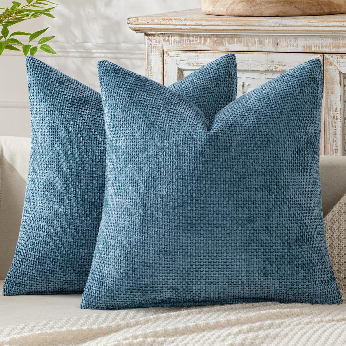 MIULEE Decorative Couch Throw Pillow Covers 20x20 Inch Neutral Beige 2 Pack