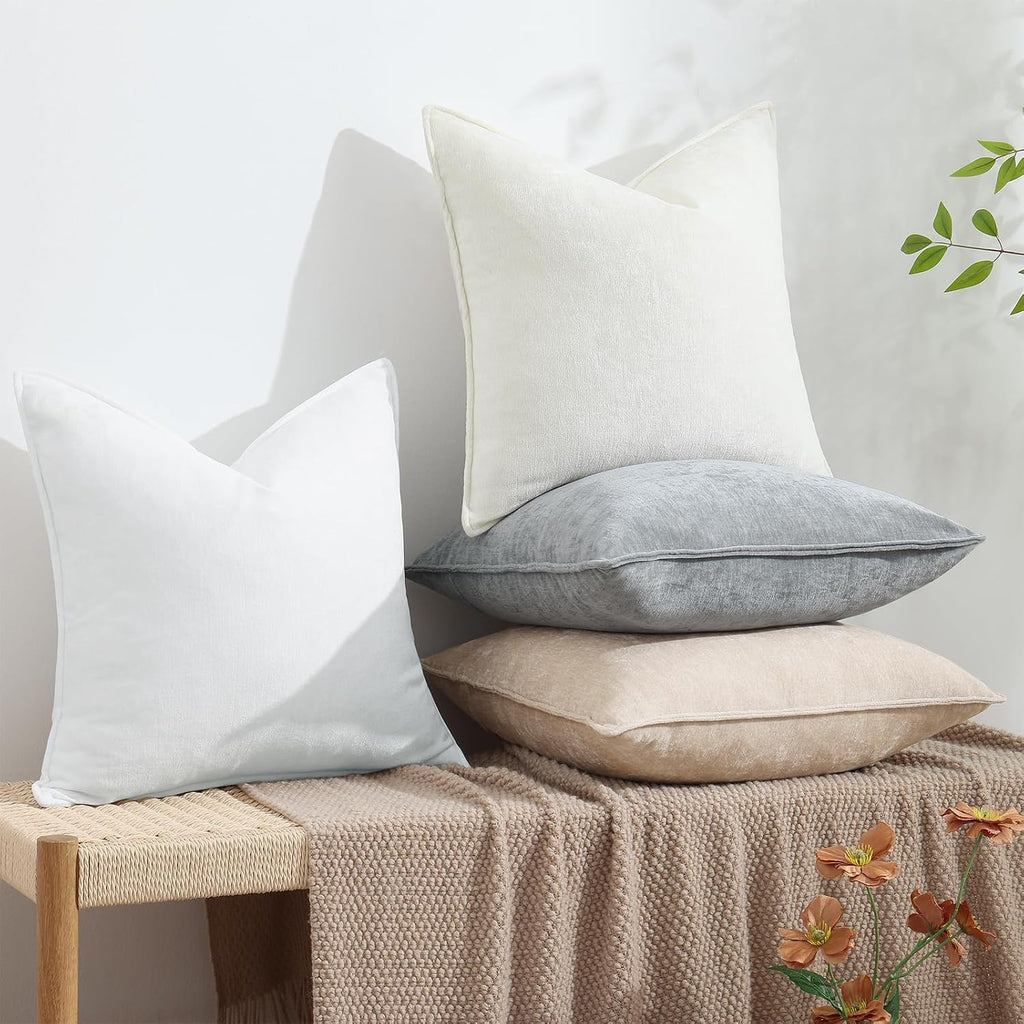 decorUhome Chenille Ultimate Gray Throw Pillow Covers 18x18 Set of 2