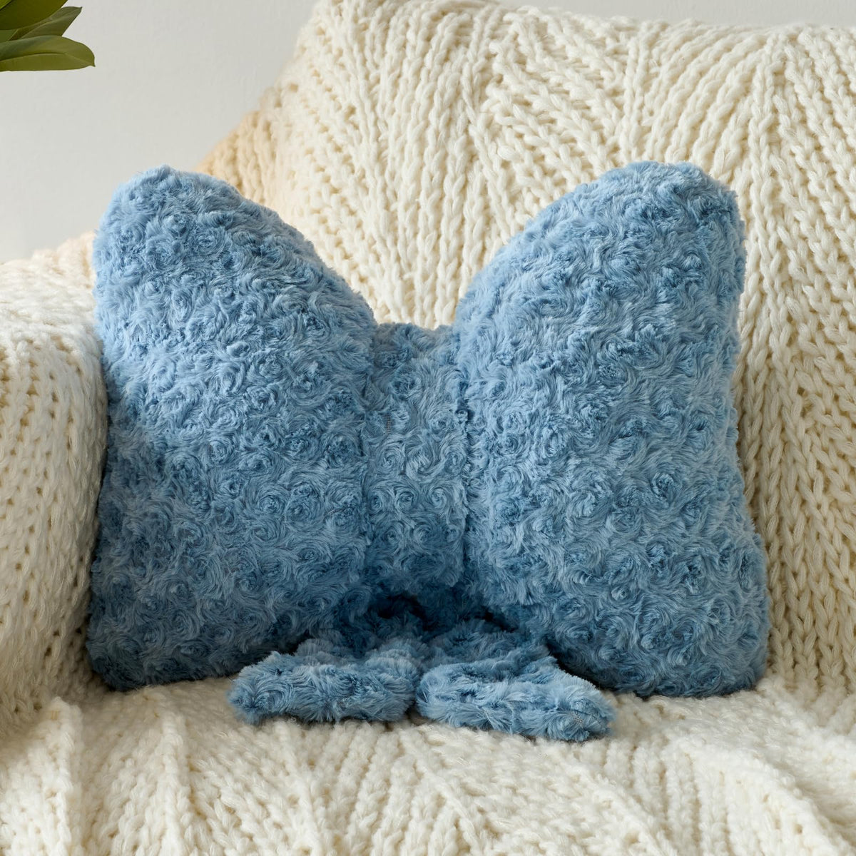 Bow Pillow, Decorative Throw Pillows Soft Plush (White, Small-12 Inches)