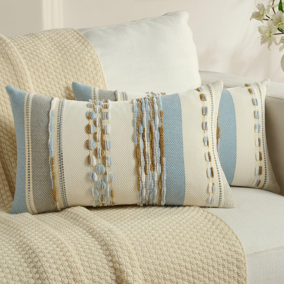 FUTEI Pack of 2 Chenille Throw Pillow Covers 45 x 45 cm,Teal