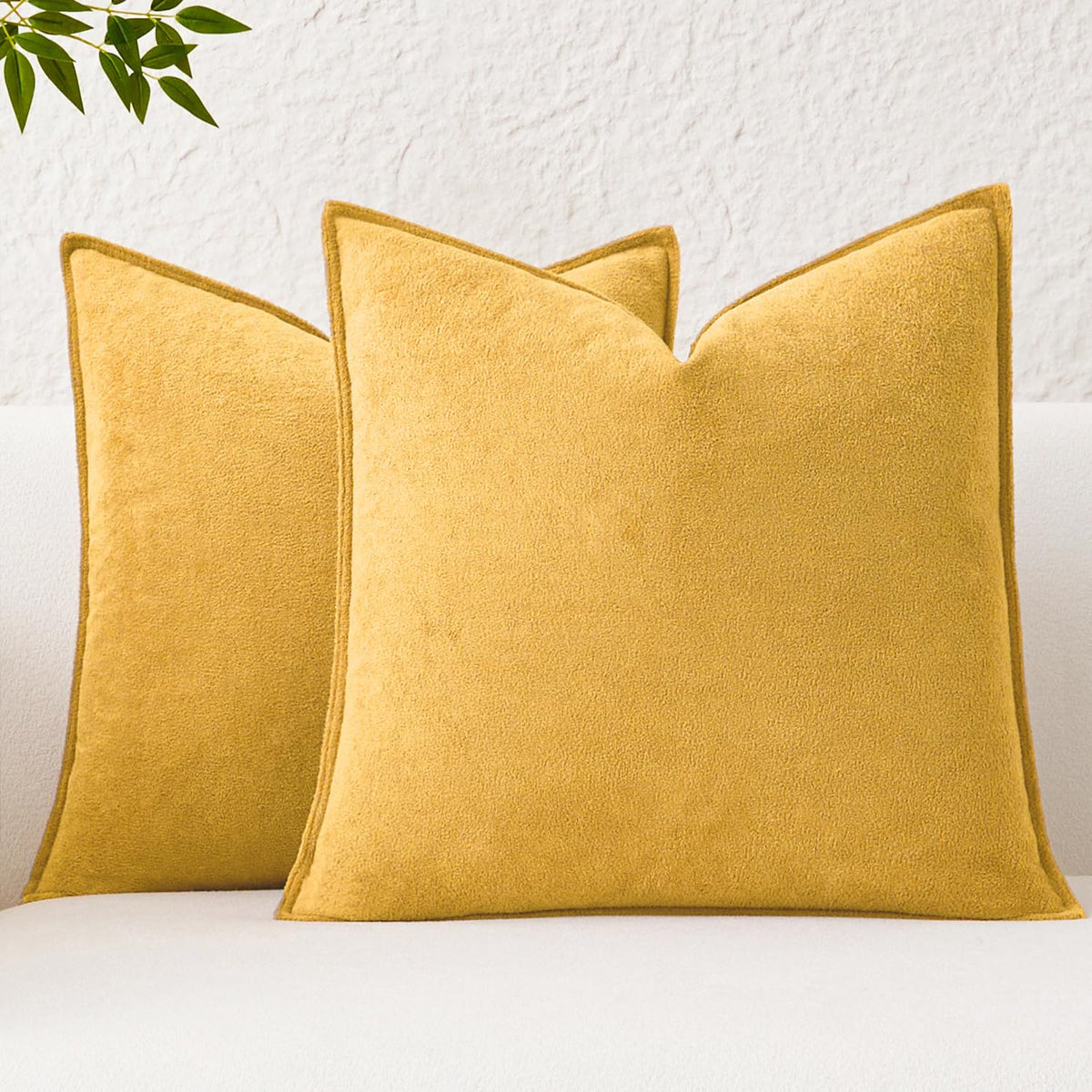 Kevin Textile Soft Waterproof Pillow Covers 20x20 Inch 2 Pack, Moss Green
