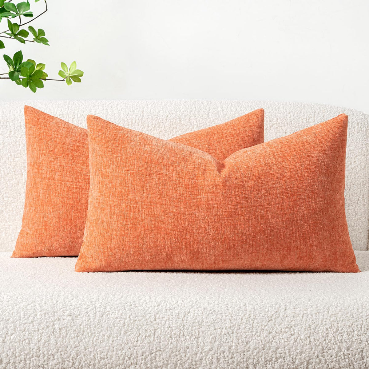 MIULEE Soft Chenille Throw Pillow Covers Green 18x18 Inch Pack of 2