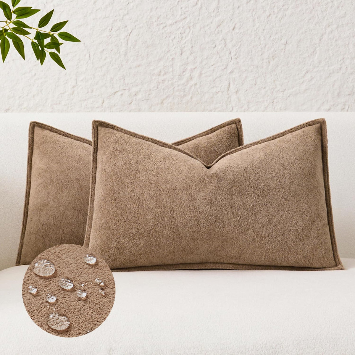 Kevin Textile Soft Waterproof Pillow Covers 20x20 Inch 2 Pack, Moss Green