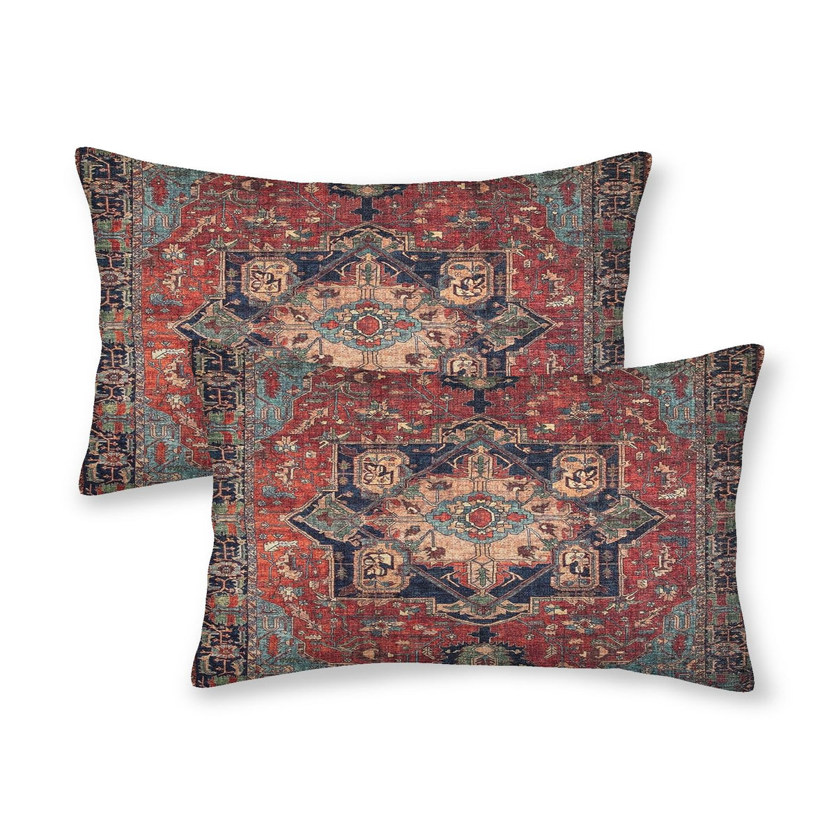 Boho Pillow Covers 18x18 Inch 2 Pcs Vintage Burnt Orange Grey Beige Carpet Pattern Ethnic Decor Throw Pillows Retro Outdoor Farmhouse Decoration Pillowcase Linen Cushion Cover for Couch Sofa