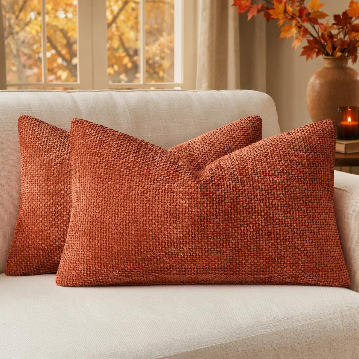 MIULEE Decorative Couch Throw Pillow Covers 20x20 Inch Neutral Beige 2 Pack