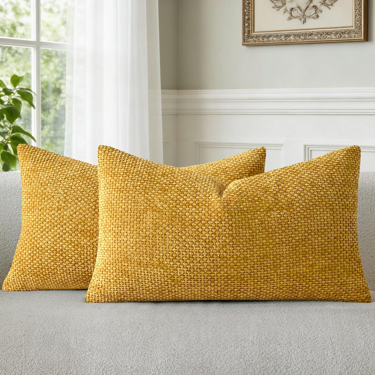 a moment Grey-Beige Chenille Throw Pillow Covers 16x16 Inch Pack of 2 Modern Decorative Throw Pillow Cases Farmhouse Cross Throw Pillowcases Home Decor for Sofa Bedroom Living Room