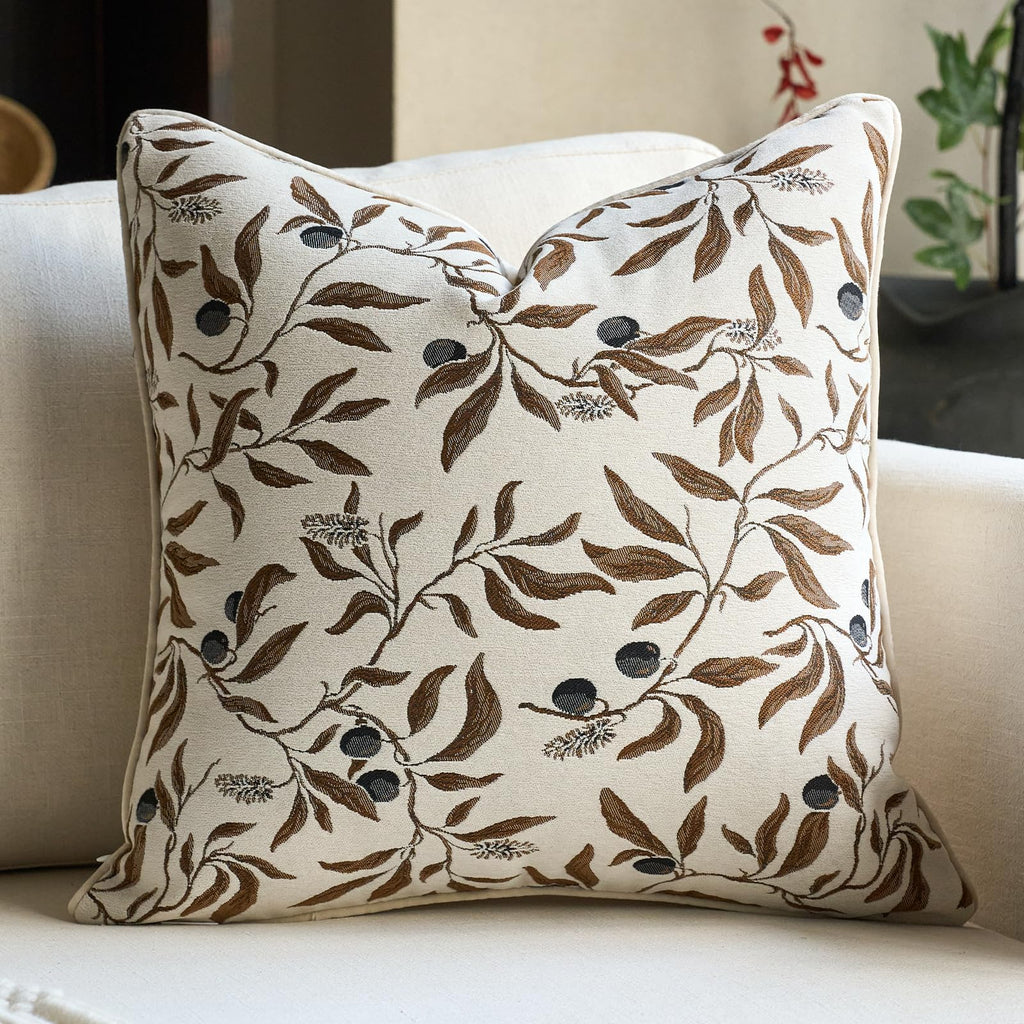 Alerfa Green Floral Throw Pillow Cover 18 x 18 Inch Sqaure Luxury Decorative Pillow Cover for Couch Living Room Bedroom