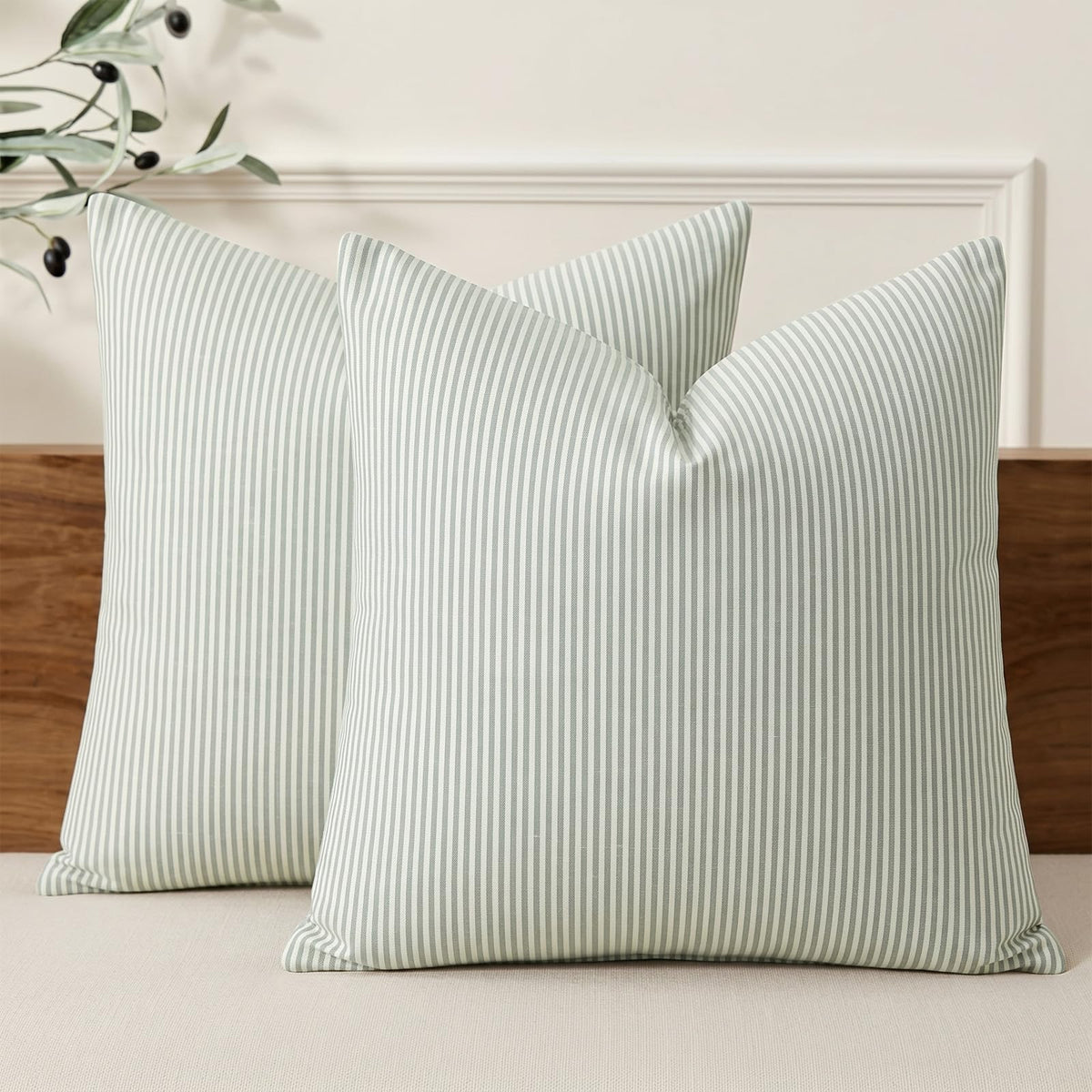 Farmhouse Brown Gingham Checkered Plaid Throw Pillow Covers 20x20 Set of 2