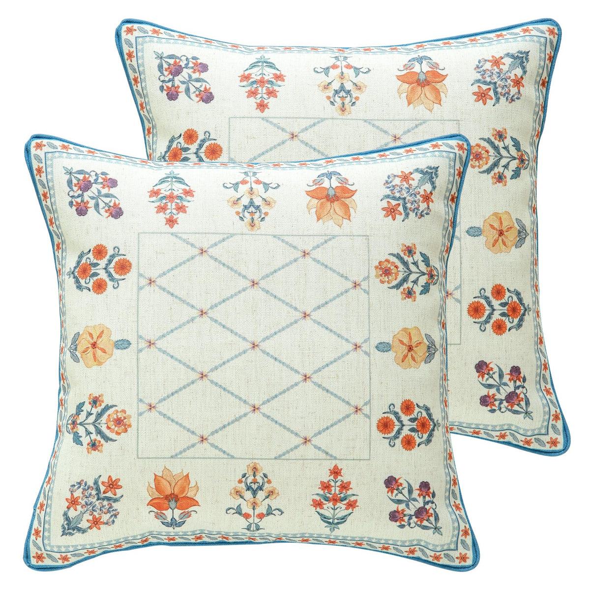 ISAENNE Vintage Elegant Linen Square Throw Pillow Cover,18"x18"-Albano A