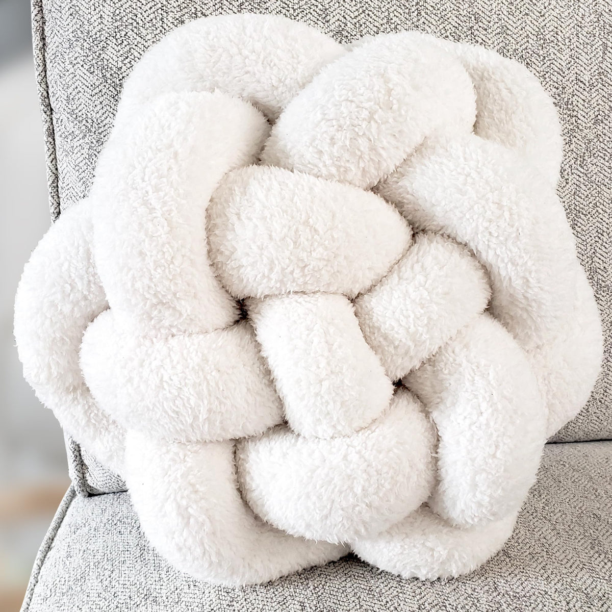 Large Black Knot Pillow | 13" Knotted Pillow | Handmade Knot Throw Pillow | Cute & Funky Throw Pillows | Bed Decorative Pillows | Sherpa Pillow Material | Knot Pillows