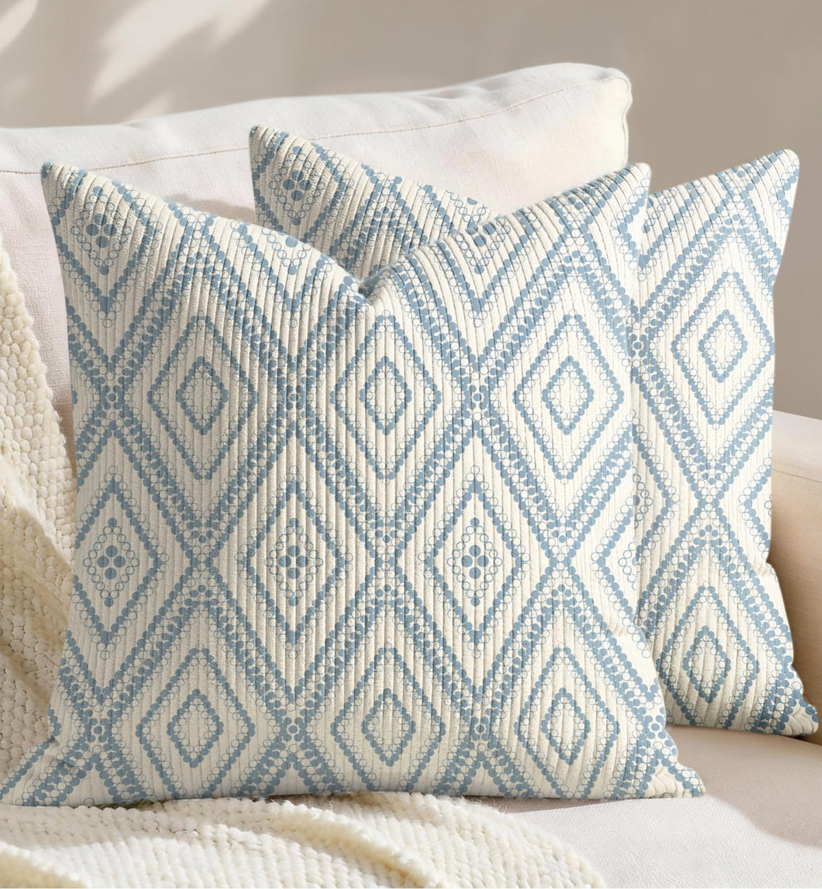Corduroy Throw Pillow Covers 18x18 - Set of 2 Decorative Spring Pillow Covers with Zipper Farmhouse Decor Cottage Throw Pillowcases for Couch Sofa Living Room Home Bedroom, PK Floral