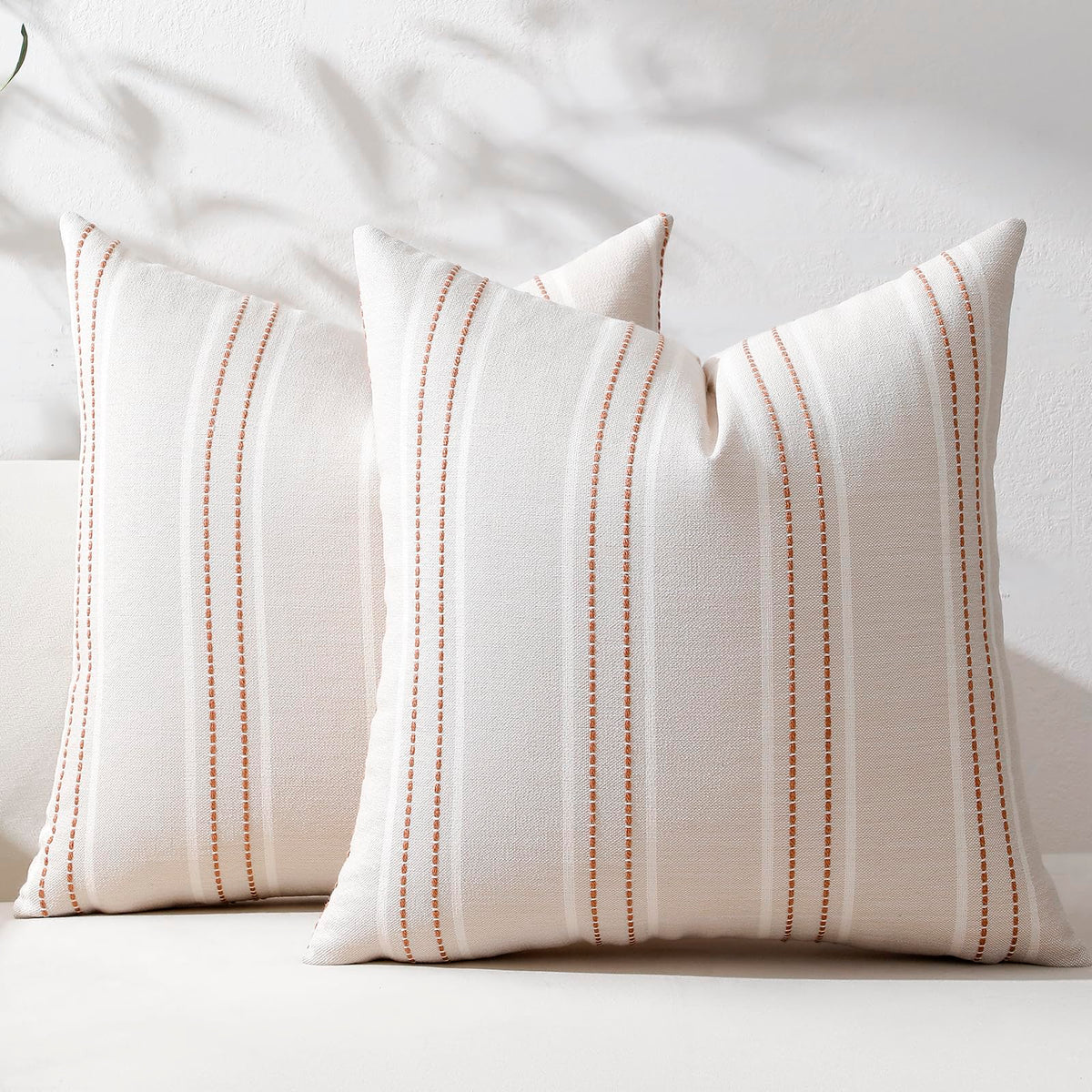 Hckot Sage Green Throw Pillow Covers 20x20 Set of 2 Striped Pillow Covers