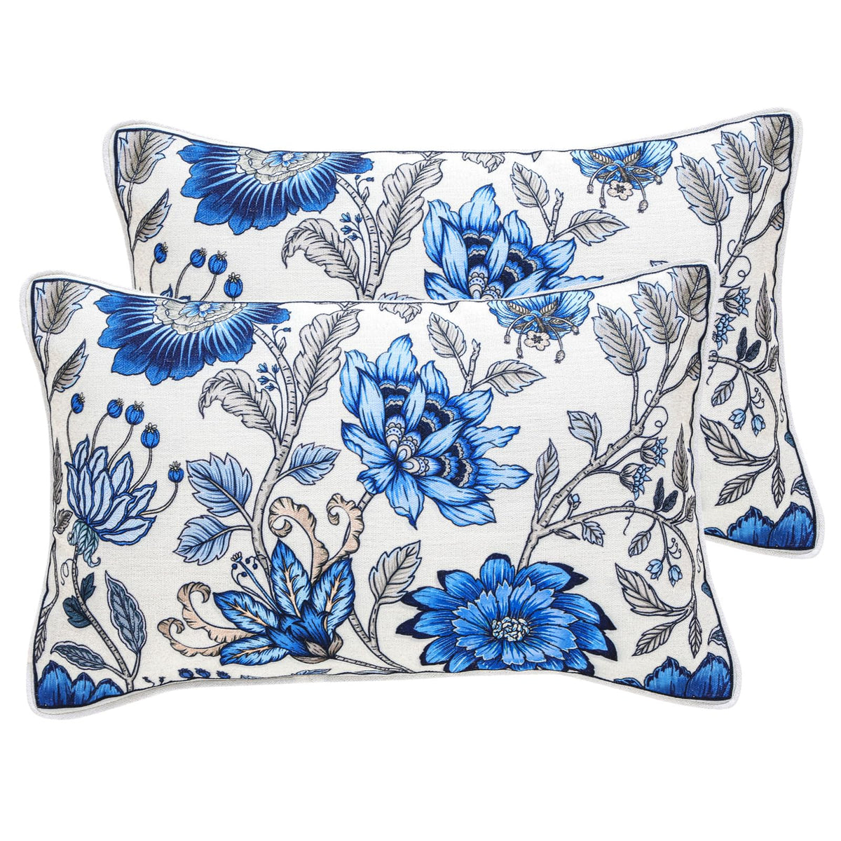 ISAENNE Vintage Elegant Linen Square Throw Pillow Cover,18"x18"-Albano A