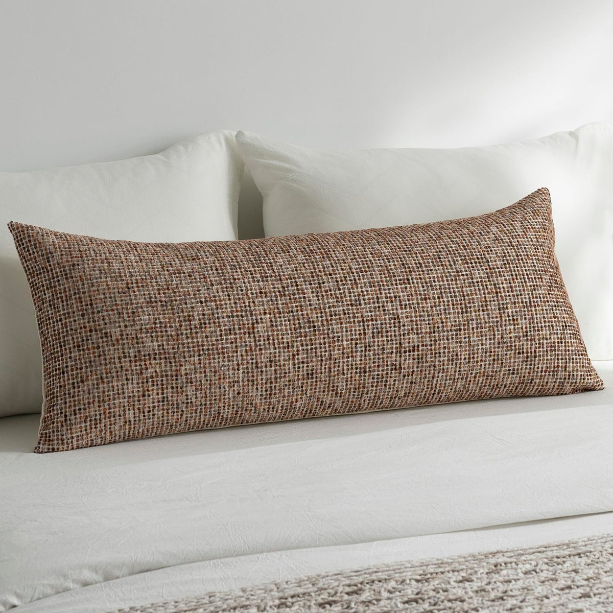 Pack of 2 Neutral Throw Pillow Covers 18x18 Boho Textured Dots Stripe Chenille Square Decorative Pillow Cases Accents for Living Room Couch Bed Farmhouse Home Decor, Taupe
