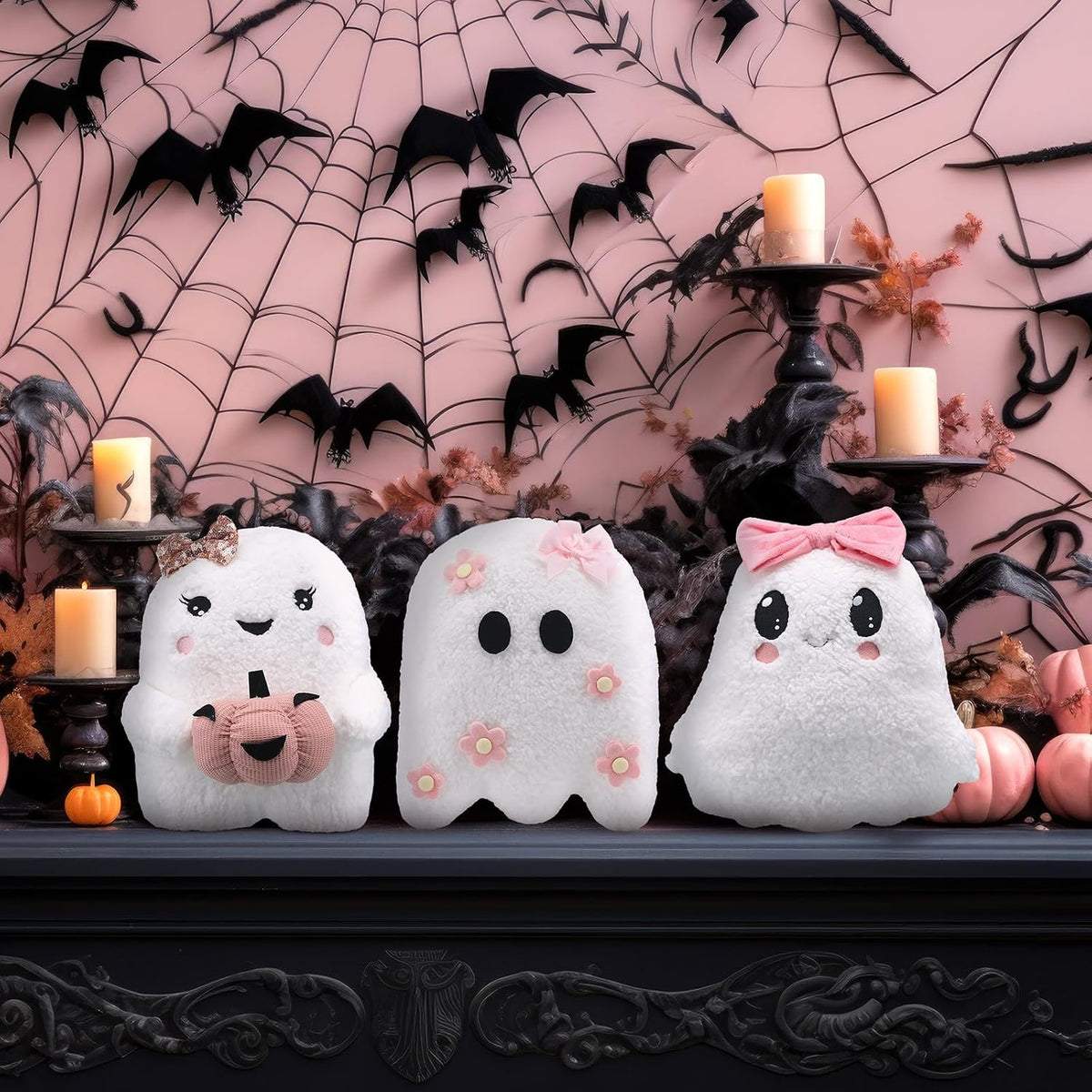 Vicenpal 3 Pcs Cute Halloween Ghost Throw Pillows Coquette Ghost Shaped