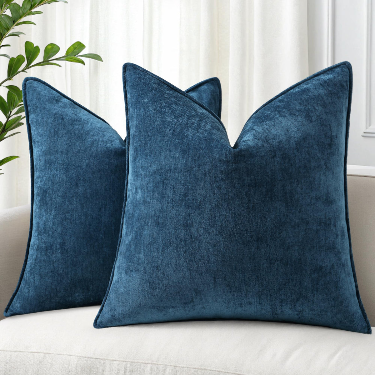 decorUhome Chenille Ultimate Gray Throw Pillow Covers 18x18 Set of 2