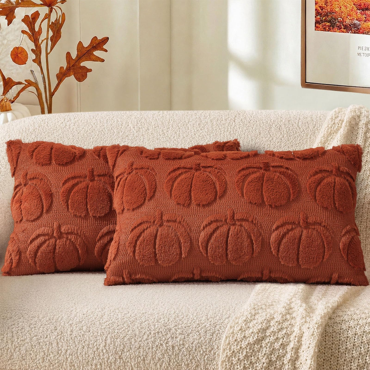 decorUhome Beige Bow Cute Girl Faux Fur Throw Pillow Covers 18x18 Set of 2