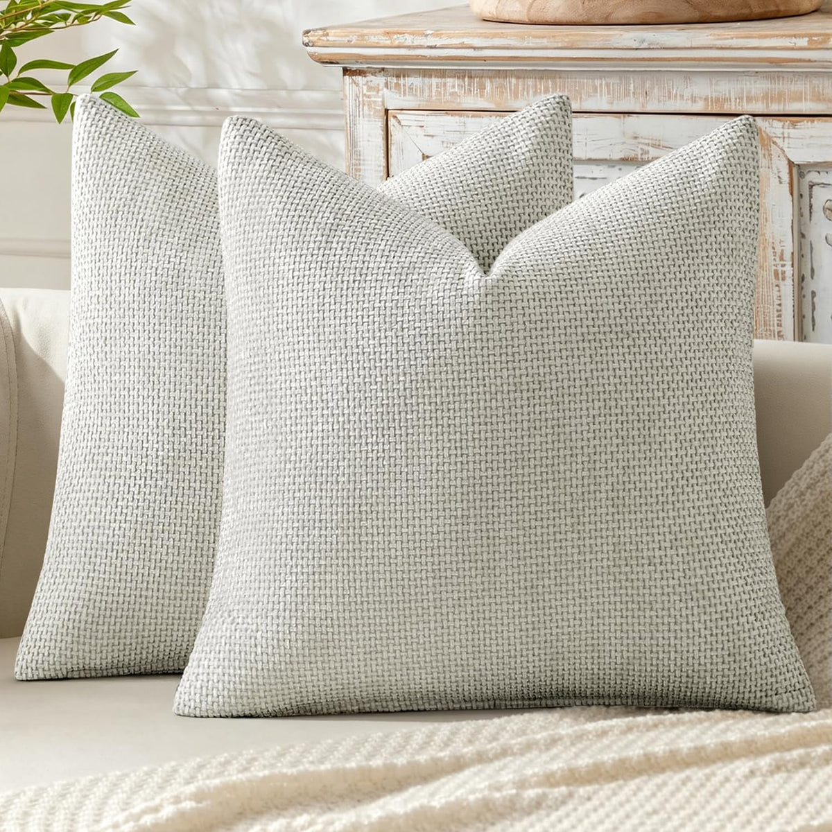 MIULEE Decorative Couch Throw Pillow Covers 20x20 Inch Neutral Beige 2 Pack