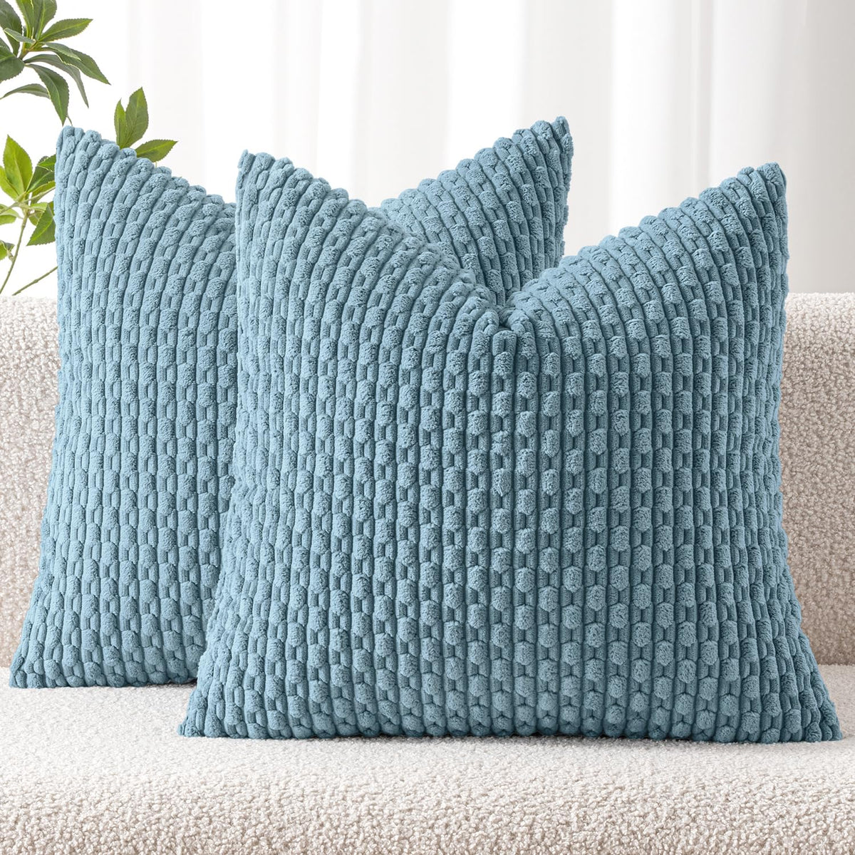 MIULEE Decorative Throw Pillow Covers 20x20 Sage Green Textured Corduroy