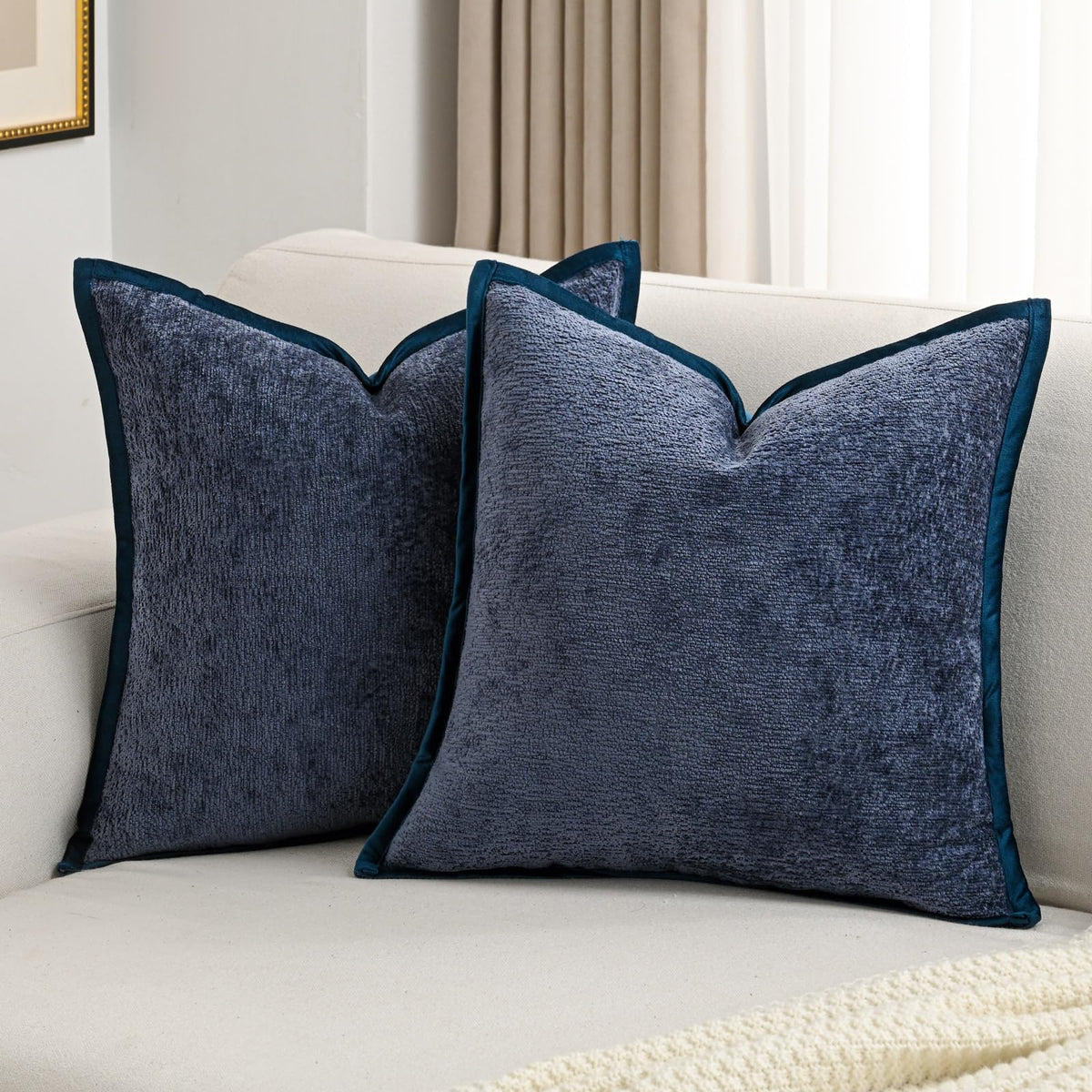 FUTEI Pack of 2 Chenille Soft Throw Pillow Covers 18x18 Inch, Hot Pink