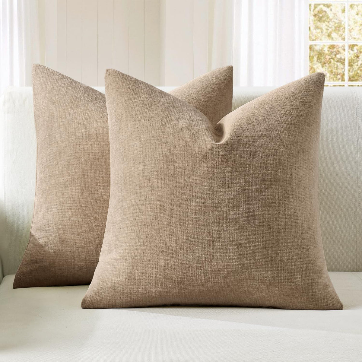 MIULEE Sage Green Chenille Couch Throw Pillow Covers, 18x18