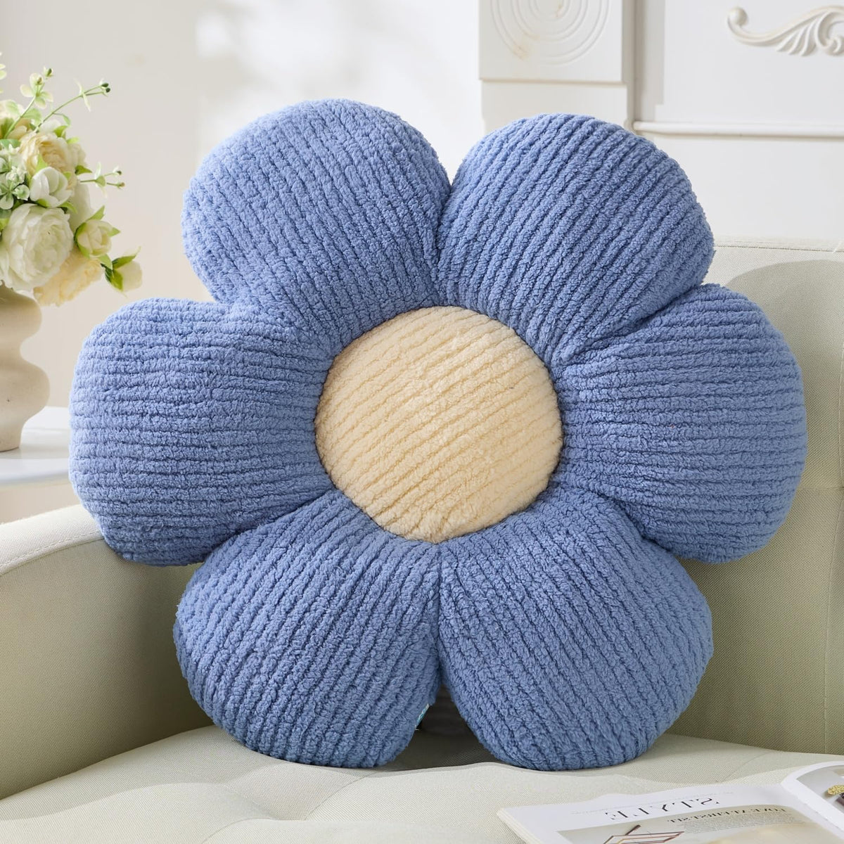 Flower Pillow,15.75" Daisy Pillow Purple Decorative Pillows