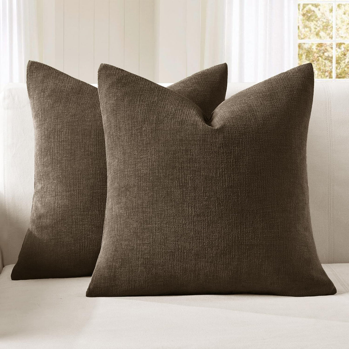 MIULEE Blush Pink Chenille Couch Throw Pillow Covers, 18x18