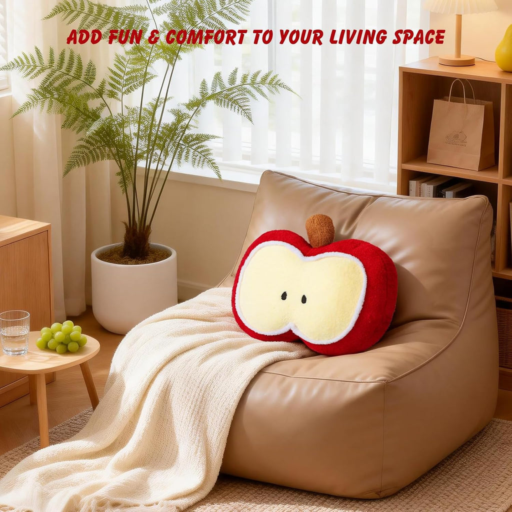LANPU Cute Apple Slice Plush Pillow – Soft Stuffed Fruit Cushion for Couch