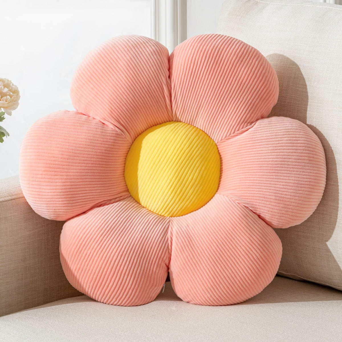 Flower Pillow,15.75" Daisy Pillow Purple Decorative Pillows