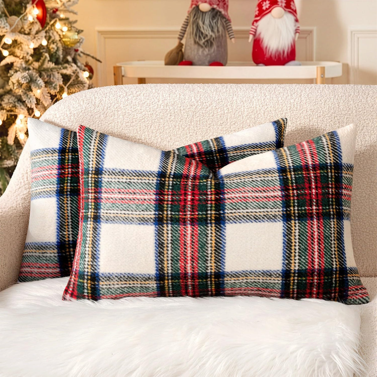MIULEE Fall Plaid Decorative Pillow Covers Set of 2 18x18 Rust