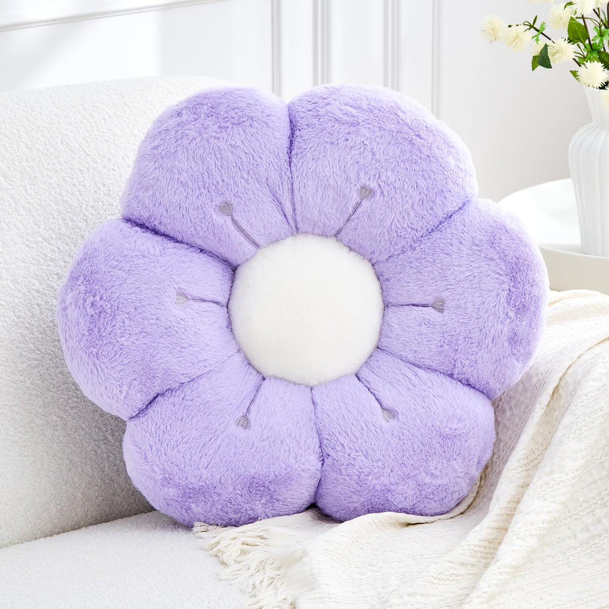 Flower Pillow Cute Flower Shaped Pillows Decorative Throw Pillows Aesthetic Home Decor Floral Daisy Cushion for Bed (Yellow, 14.9 Inch)