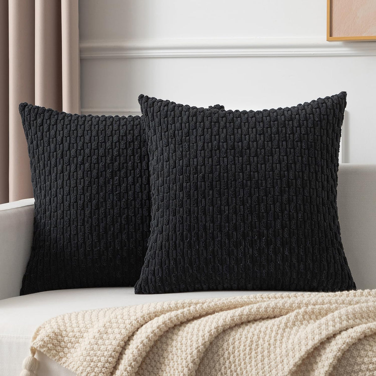 Kevin Textile Soft Corduroy 18x18 Inch Pillow Covers 2 Pack, Dark Green