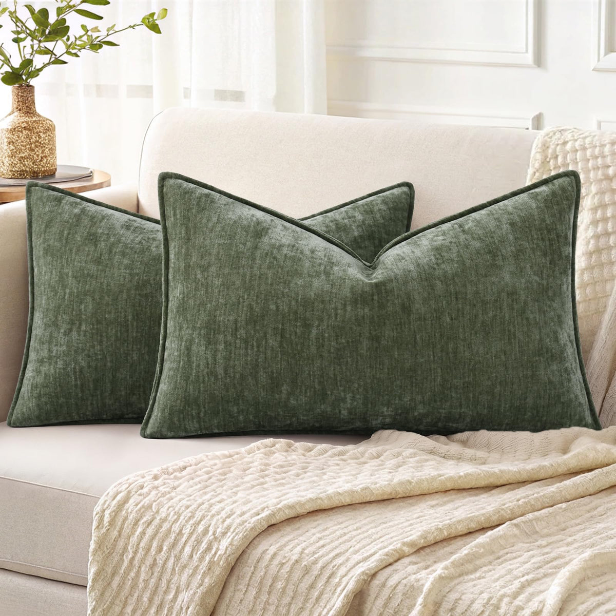 decorUhome Chenille Ultimate Gray Throw Pillow Covers 18x18 Set of 2