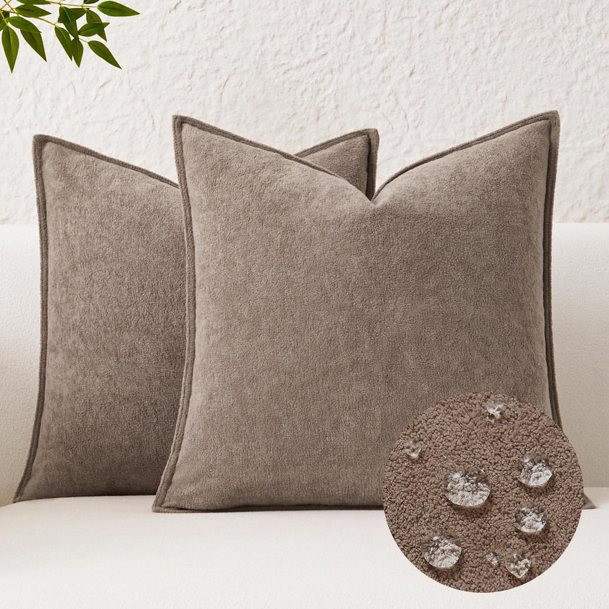 Kevin Textile Soft Waterproof Pillow Covers 20x20 Inch 2 Pack, Moss Green