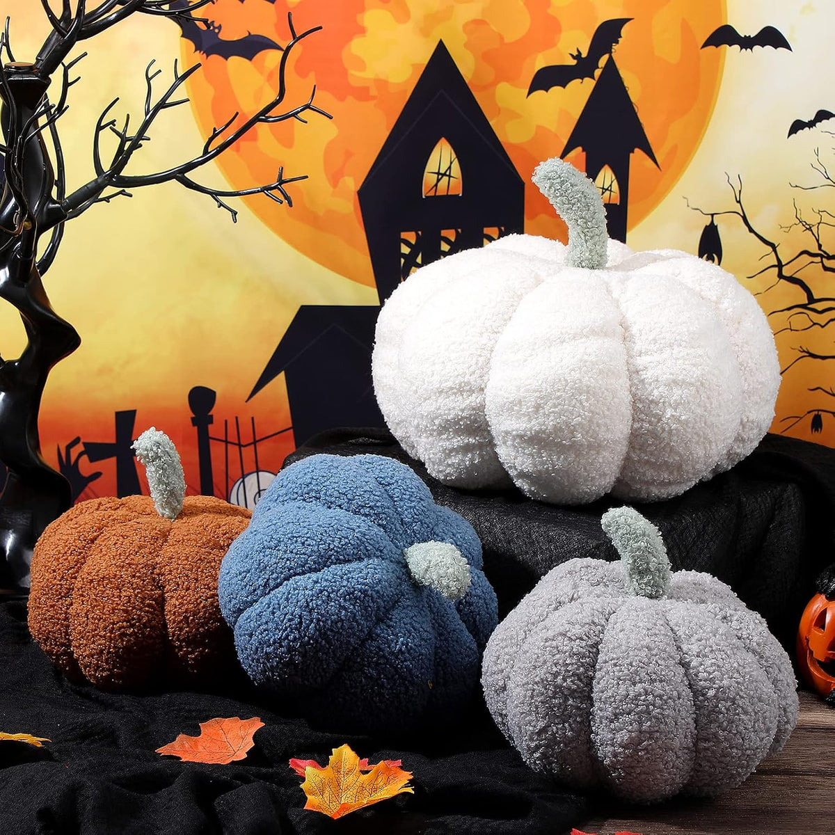 Kajaia 4 Pcs Pumpkin Pillow Fall Decor Thanksgiving, Vintage Color