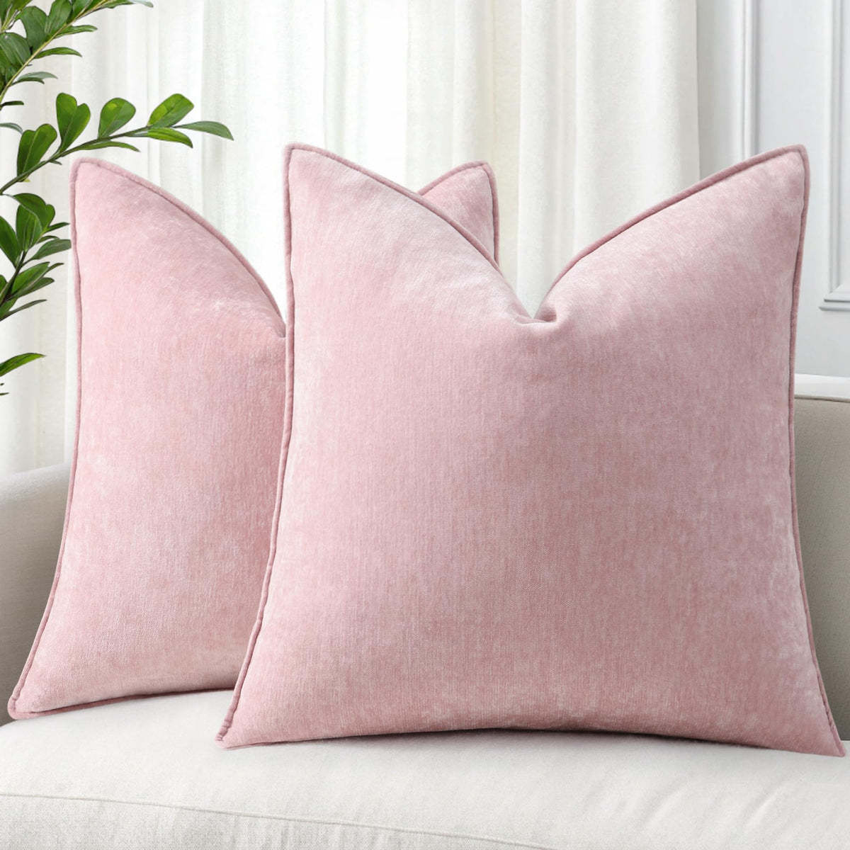decorUhome Chenille Ultimate Gray Throw Pillow Covers 18x18 Set of 2