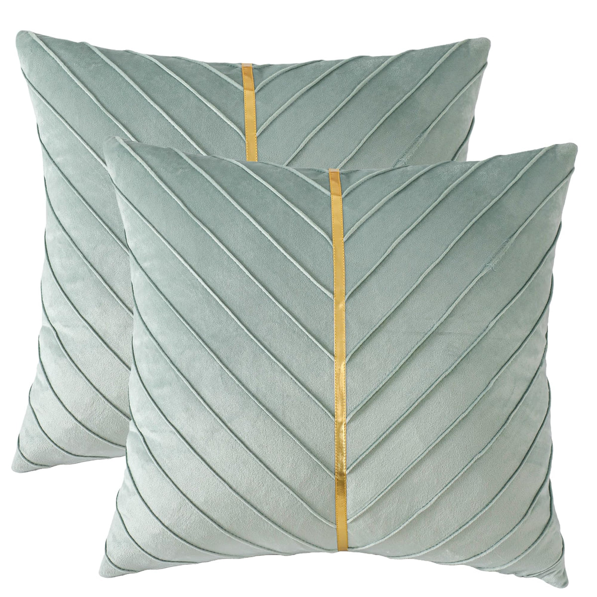 Velvet Throw Pillow Covers 18x18 Pack of 2 Gold Decor Olive Green