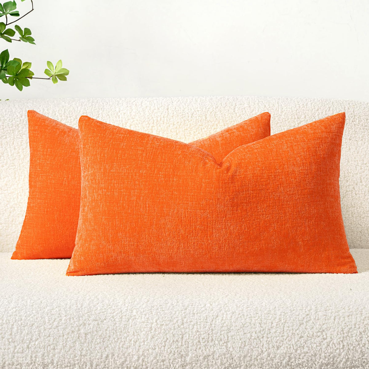 MIULEE Soft Chenille Throw Pillow Covers Green 18x18 Inch Pack of 2