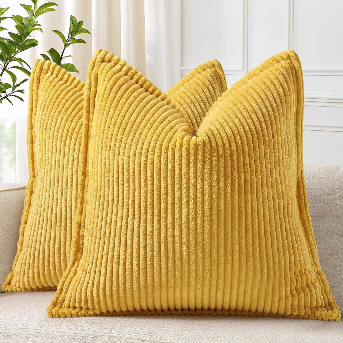 decorUhome Fall Corduroy Rust Throw Pillow Covers 18x18 Set of 2