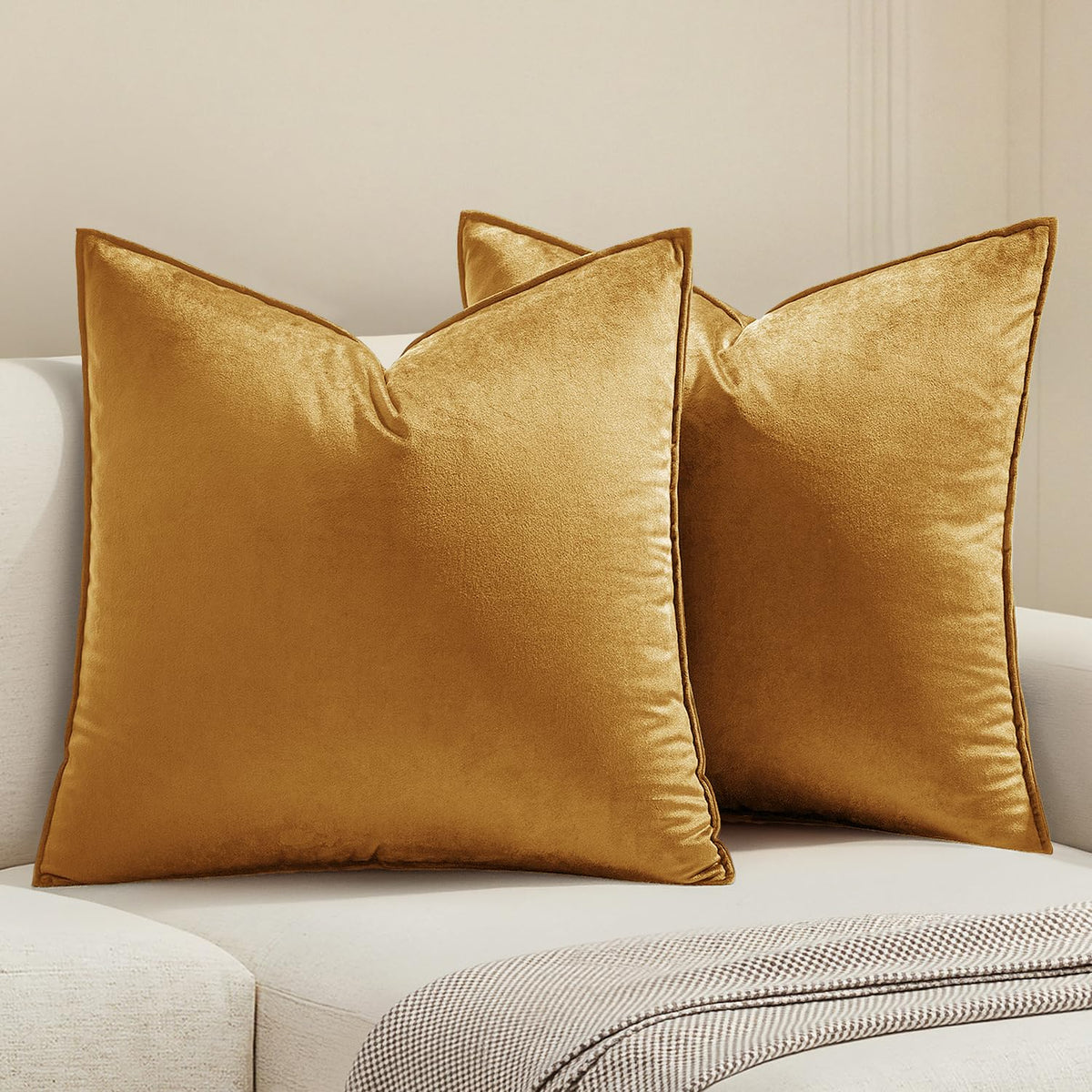 MIULEE Decorative Brown Velvet Throw Pillow Covers for Couch 18x18 Inch