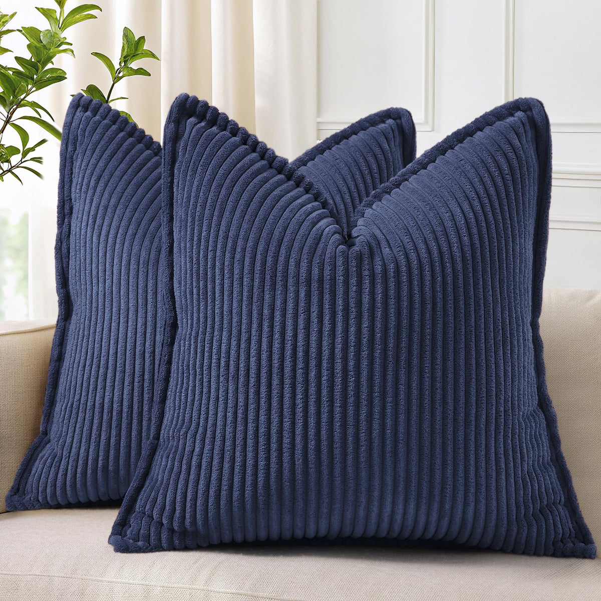 decorUhome Fall Corduroy Rust Throw Pillow Covers 18x18 Set of 2
