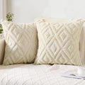 Pallene Fall Cream White Faux Fur Throw Pillow Covers 18x18 Set of 2