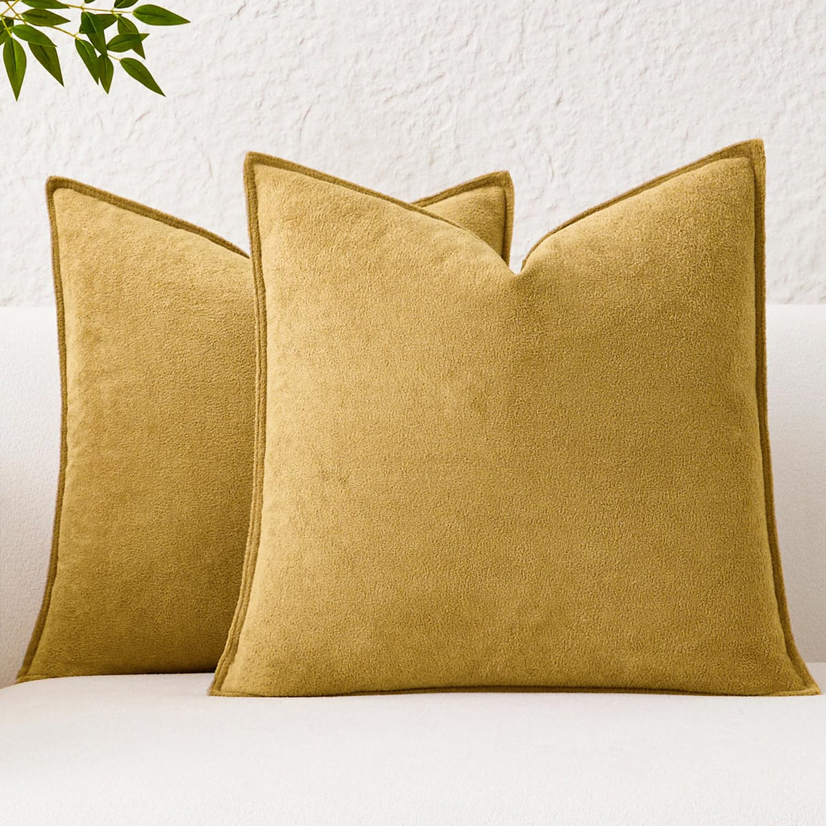 Kevin Textile Soft Waterproof Pillow Covers 20x20 Inch 2 Pack, Moss Green