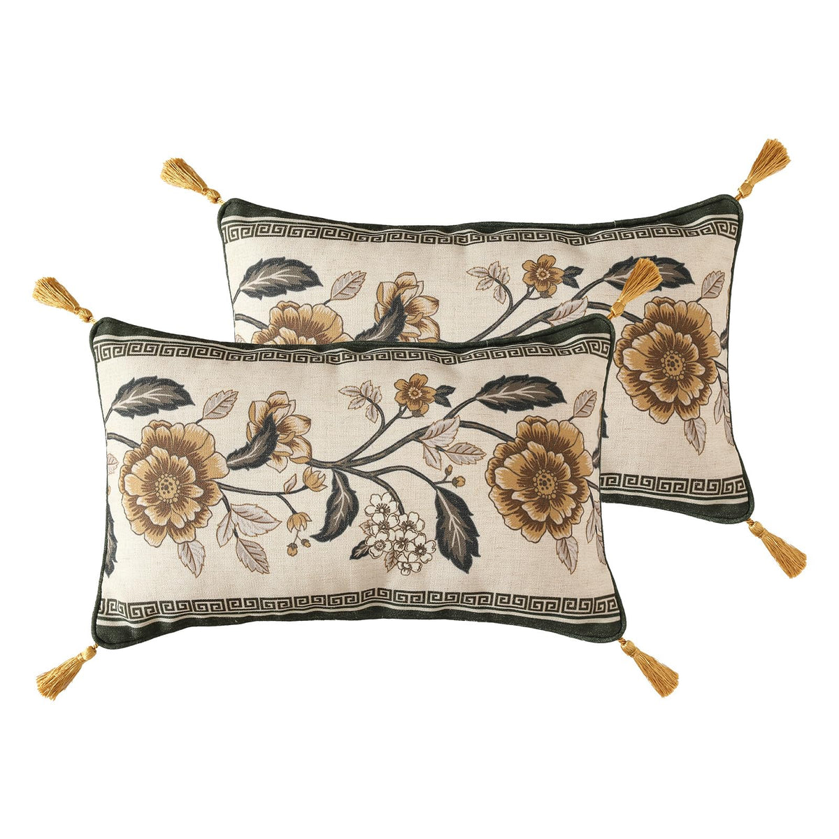 ISAENNE Vintage Elegant Linen Square Throw Pillow Cover,18"x18"-Albano A